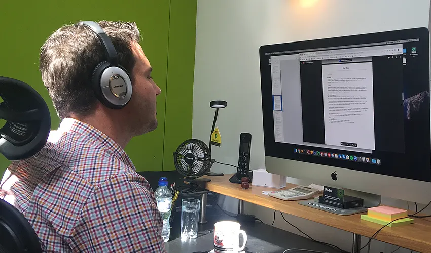 Garth working in the Chameleon office